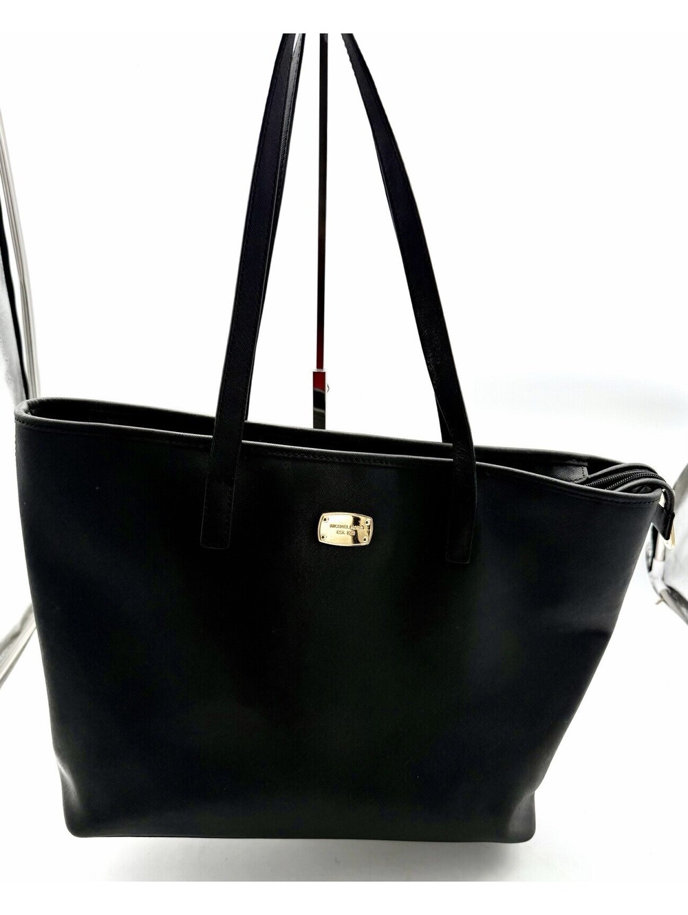 MICHAEL KORS Jet Set Women MK Black Leather MD MF Tote Bag Free Shipping